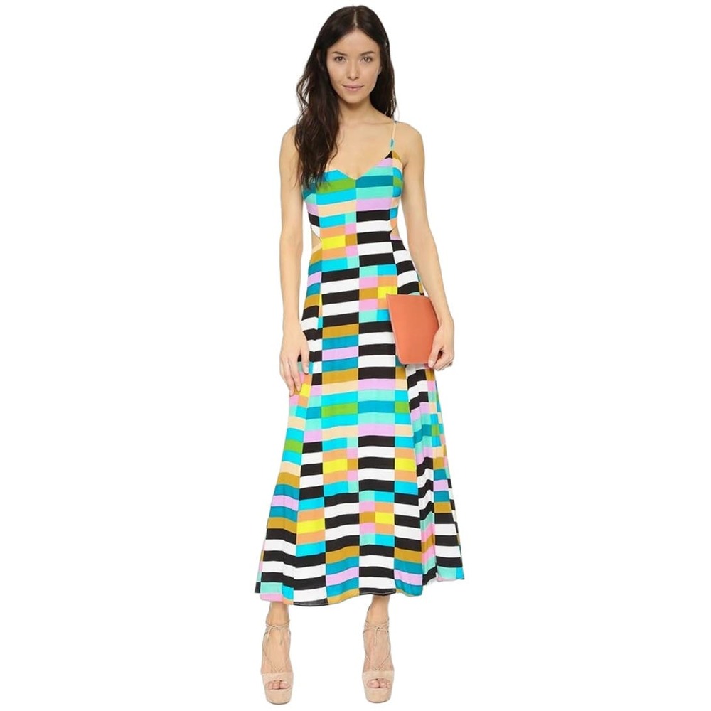 Mara Hoffman Rainbow Flag Stripe Maxi Dress Sz 6